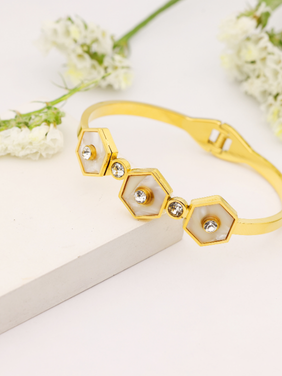 MOTHER OF PEARL STONE STUDDED GOLD PLATED BRACELET