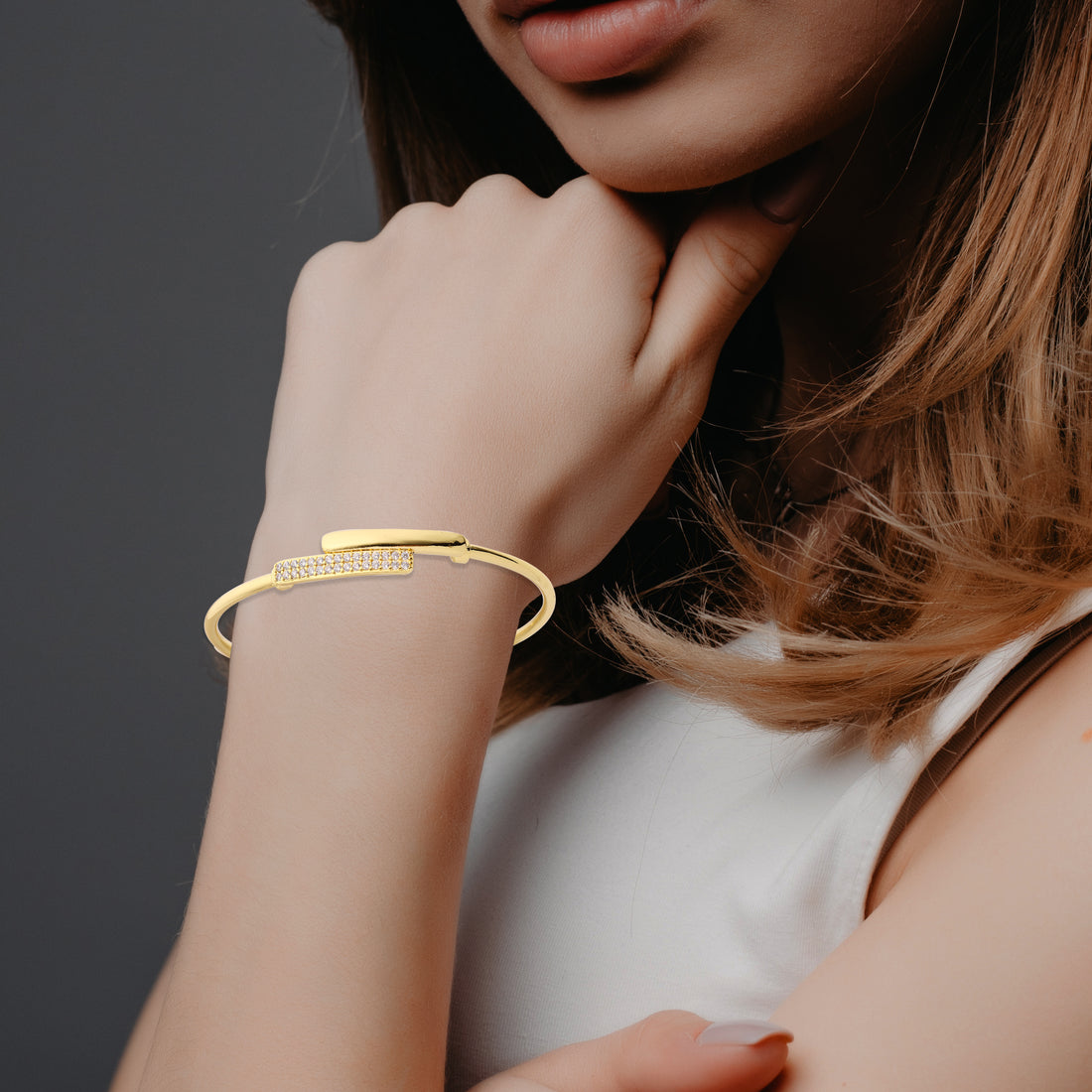 STONE STUDDED GOLD PLATED BRACELET