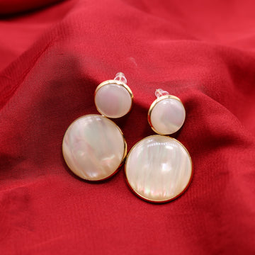 MOTHER OF PEARL GOLD PLATED EARRINGS