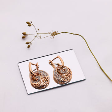 PINK GOLD PLATED STONE STUDDED CLIP ON EARRINGS