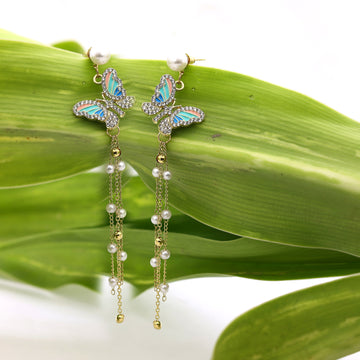 BUTTERFLY LONG CHAIN EARRINGS