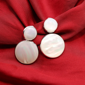 MOTHER OF PEARL SILVER PLATED EARRINGS