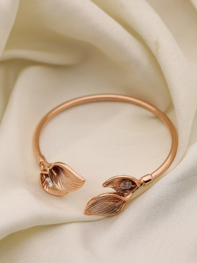 LEAF PATTERN PINK GOLD PLATED BRACELET