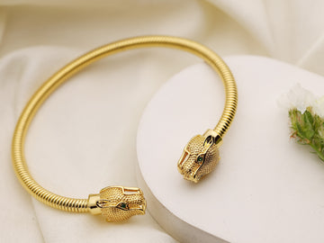 PANTHER FACE STONE STUDDED GOLD PLATED BRACELET