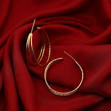 HAMMERED BIG HOOP EARRING GOLD PLATED